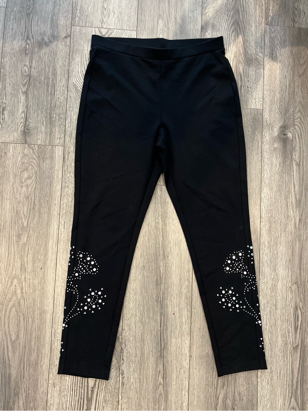 Michael Kors Women’s Embellished Leggings Floral Print Large Stretch Rhinestone